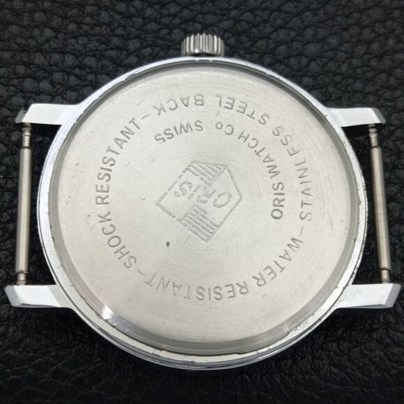 Vintage 1981 Oris Manual Mens Silver Watch W/Nato Strap & Blue accents - Picture 8 of 9